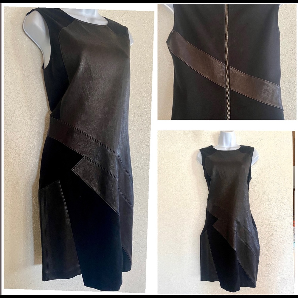 Haute Hippy Black Tank dress with Lambskin trim M